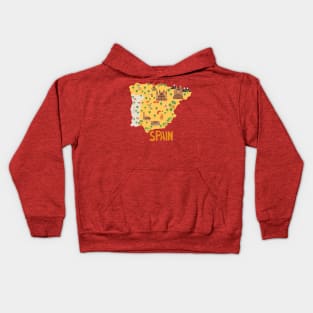 Spain Illustrated Map Kids Hoodie